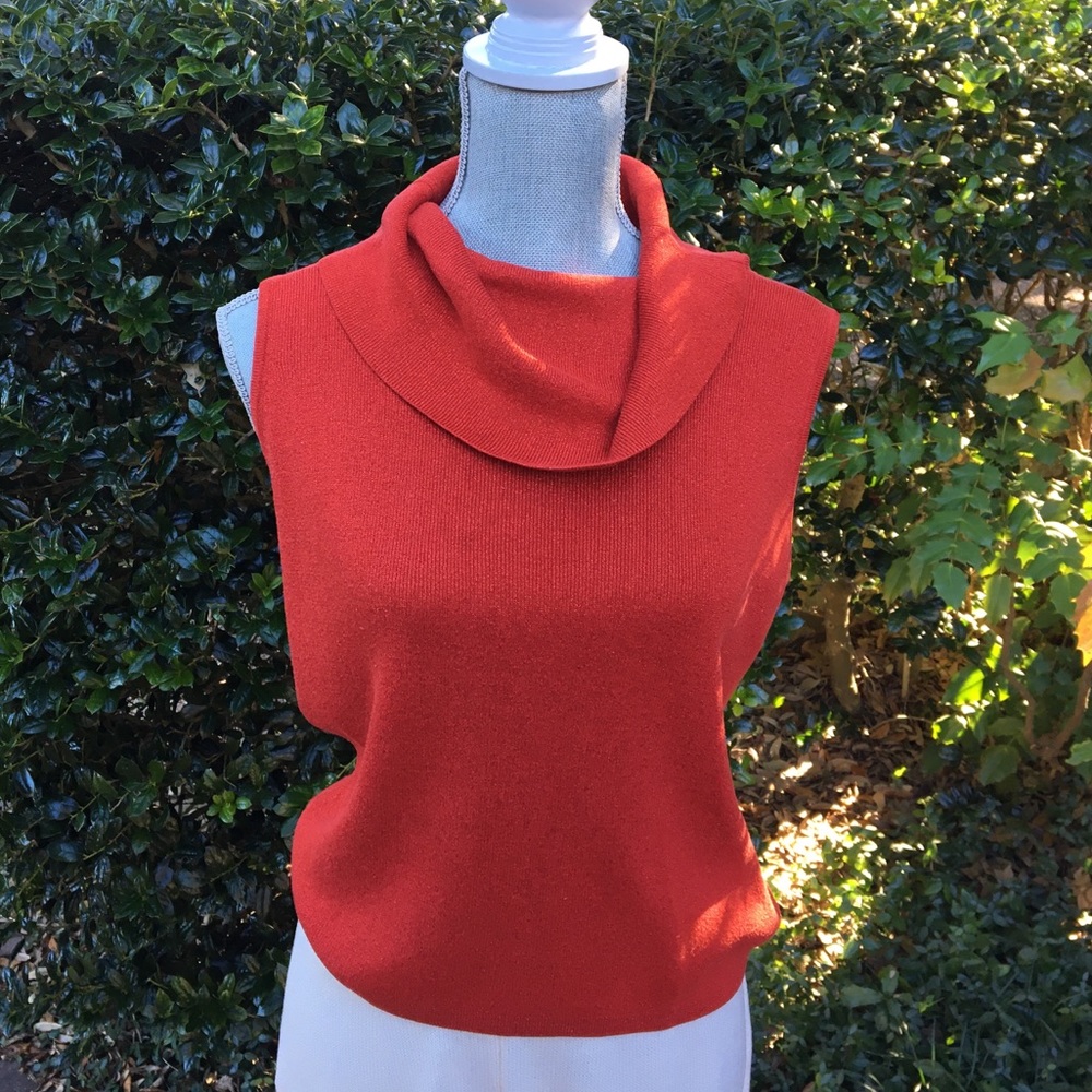 Red Glitter Knit Top Sleeveless Metallic